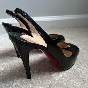 Christian Louboutin patent leather sling back platform heels